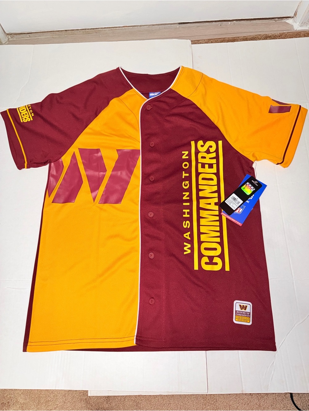 NFL Washington Commanders Maroon & Gold Button-Up Jersey